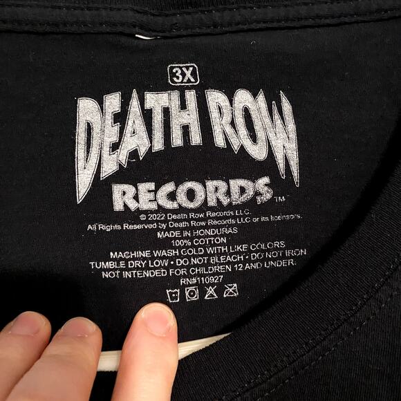 Death Row Records 3X Black Graphic T-Shirt 90s Hip Hop Rap Tee Short Sleeve - Picture 4 of 5